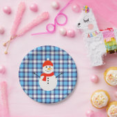 Kariert mit Snowman Pappteller (Party)
