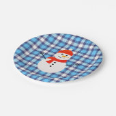 Kariert mit Snowman Pappteller (Schrägansicht)
