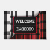 Kariert Moderne Abstrakte Rote Schwarze Karierte S Fußmatte (Vorderseite)