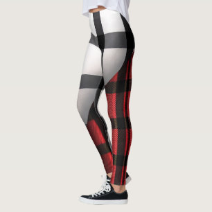 Kariert Moderne Abstrakte Rote Schwarze Karierte S Leggings