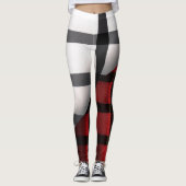Kariert Moderne Abstrakte Rote Schwarze Karierte S Leggings (Vorderseite)