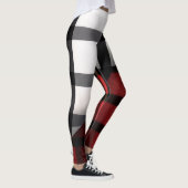 Kariert Moderne Abstrakte Rote Schwarze Karierte S Leggings (Rechts)