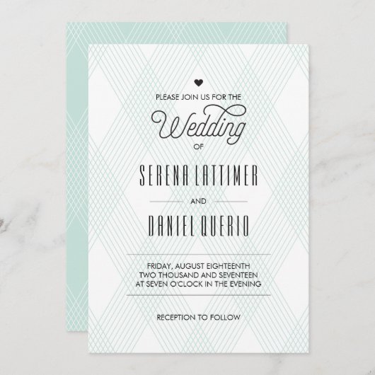 Kariert-moderne Hochzeitseinladungen Einladung (Vorne/Hinten)