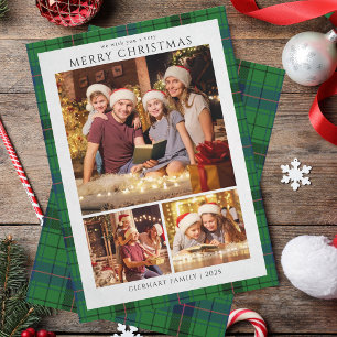 Kariert Moderne Weihnachts-Fotos Tartan Rustikal Feiertagskarte