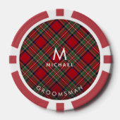Kariert Monogram Red Green Stewart Tartan Trauzeug Pokerchips (Vorderseite)