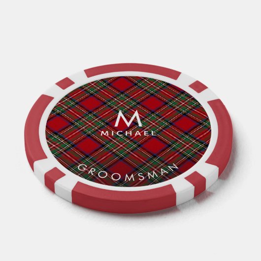 Kariert Monogram Red Green Stewart Tartan Trauzeug Pokerchips (Einzeln)