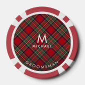 Kariert Monogram Red Green Stewart Tartan Trauzeug Pokerchips (Rückseite)