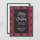 Kariert | Neue Ankündigung zum Zuhause-Verschieben Postkarte (Vorne/Hinten)