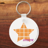 Kariert Orange 2 Schlüsselanhänger (Vorderseite)