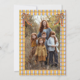 Kariert Orange Blue, Fotokarte Einladung