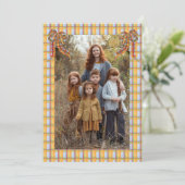 Kariert Orange Blue, Fotokarte Einladung (Stehend Vorderseite)