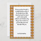 Kariert Orange Blue, Fotokarte Einladung (Rückseite)