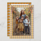 Kariert Orange Blue, Fotokarte Einladung (Vorne/Hinten)