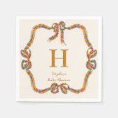 Kariert Orange Blue Monogram Personalisiert Napkin Serviette (Vorderseite)
