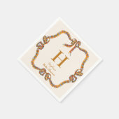 Kariert Orange Blue Monogram Personalisiert Napkin Serviette (Ecke)