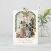 Kariert Orange Bow Garland 5 Foto Weihnachten (Stehend Vorderseite)