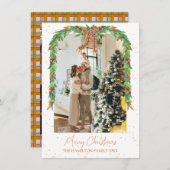 Kariert Orange Bow Garland 5 Foto Weihnachten (Vorne/Hinten)