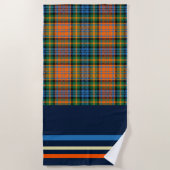 Kariert Orange Green Karo Rustikales Tartan Strandtuch (Vorderseite)