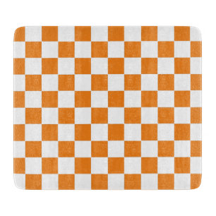 Kariert Orange und Weiß Schneidebrett