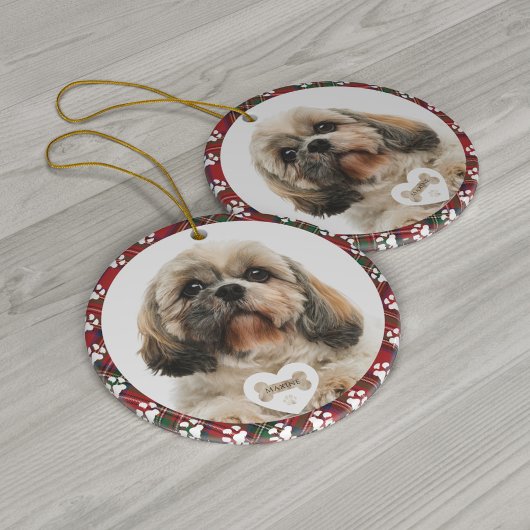 Kariert Pet Dog Foto Weihnachten Stewart Tartan Keramik Ornament