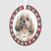 Kariert Pet Foto Christmas Stewart Tartan Ornament (Vorderseite)