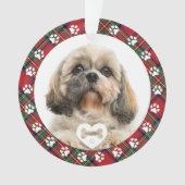 Kariert Pet Foto Christmas Stewart Tartan Ornament (Vorderseite)