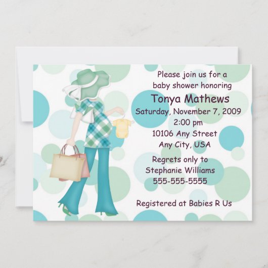 Kariert Polka Dot Baby Shower Invitation (CA) Einladung (Vorderseite)