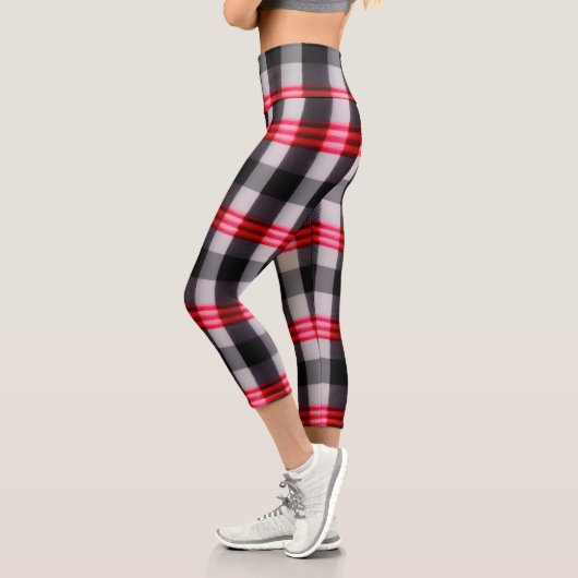 Kariert Populäre Abstrakte Schwarze Karierte Samml Capri Leggings (Links)