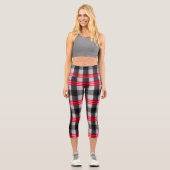 Kariert Populäre Abstrakte Schwarze Karierte Samml Capri Leggings (Vorderseite)