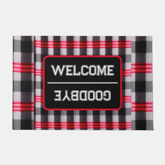 Kariert Populäre Abstrakte Schwarze Karierte Samml Fußmatte (Vorderseite)