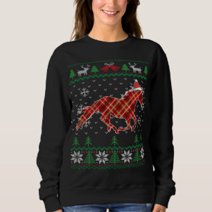 Kariert Race Horse Weihnachtsmannmütze Rancher Rei Sweatshirt