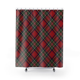Kariert Red and Green Rustic Clan Stewart Tartan Duschvorhang