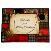 Kariert Red Black Gold Weihnachtsgrüße Große Geschenktüte (Vorderseite)