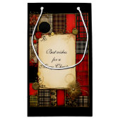 Kariert Red Black Gold Weihnachtsgrüße Kleine Geschenktüte (Rückseite)