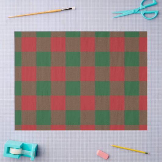 Kariert Red Green Seidenpapier (Basteln)