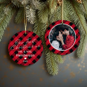 Kariert Red Mr. & Mrs. Keramik Ornament