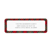 Kariert Red Rustic Christmas Tartan Rücksendeadres (Vorne)