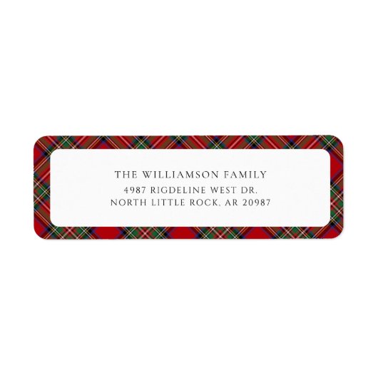 Kariert Red Rustic Christmas Tartan Rücksendeadres (Vorne)