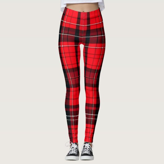Kariert Red Traditional Tartan Popular Collection Leggings (Vorderseite)