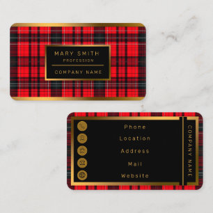 Kariert Red Traditional Tartan Popular Collection Visitenkarte