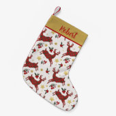 Kariert Reindeer Personalisierter WeihnachtsStrump Kleiner Weihnachtsstrumpf (Vorderansicht (hängend))