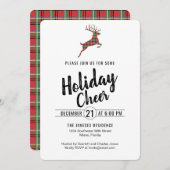 Kariert Rentier Holiday Cheer Einladung (Vorne/Hinten)