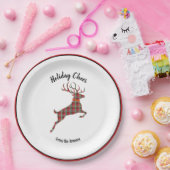 Kariert Rentier Holiday Cheer Pappteller (Party)