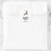 Kariert Rentier Holiday Cheer Quadratischer Aufkleber (Tasche)