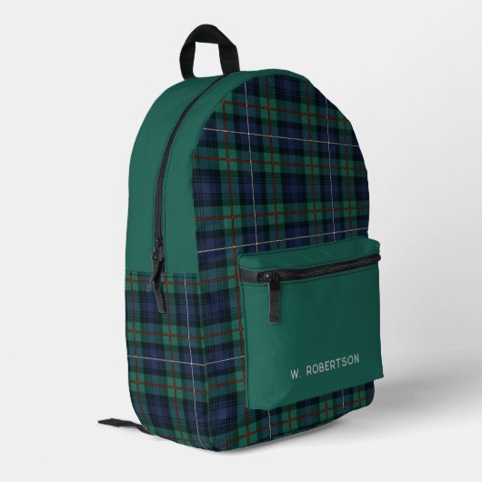 Kariert Robertson Green Lila Personalisiert Tartan Bedruckter Rucksack (Rückseitige Ecke links)