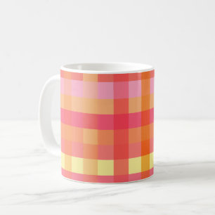 Kariert, rosa und orange kaffeetasse