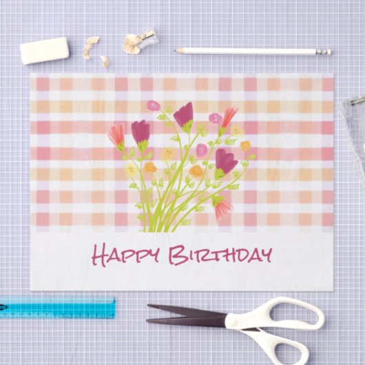 Kariert, rosa und pfirsichfarben seidenpapier (Handwerk)