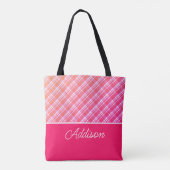 Kariert, rosa und Streifen Tasche (Rückseite)