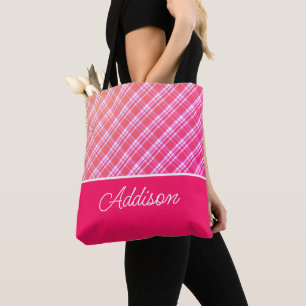 Kariert, rosa und Streifen Tasche