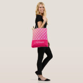 Kariert, rosa und Streifen Tasche (Am Model)